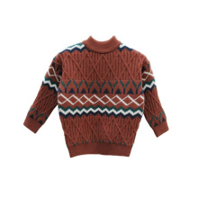 Factory Price Customized Color Crew Neck Pullover Geometric Boy Kids Sweater